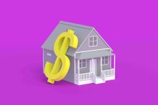 Graphic of a house with a giant dollar sign leaning on it