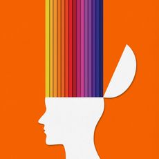 colorful illustration of opening head with multi-colored rainbow lines coming out of the top